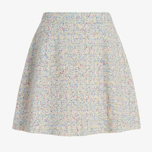 EUC Hill House Olivia Rainbow Tweed A-Line Mini Skirt White S $175 - Picture 1 of 7